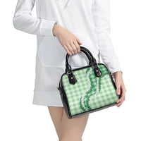 Green Hawaii Palaka Shoulder Handbag Hawaiian Honohono Lei