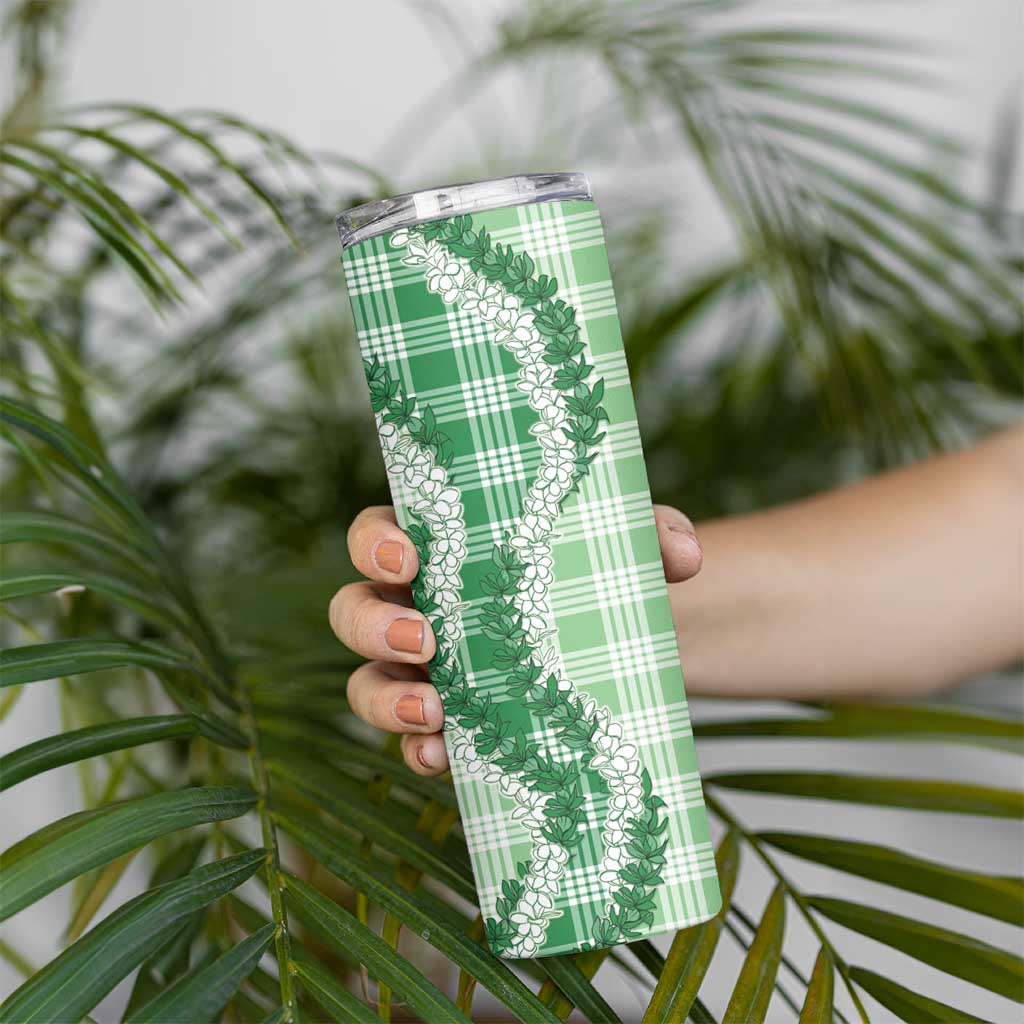 Green Hawaii Palaka Skinny Tumbler Hawaiian Honohono Lei LT05 - Polynesian Pride