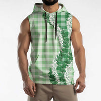 Green Hawaii Palaka Sleeveless Hoodie Hawaiian Honohono Lei