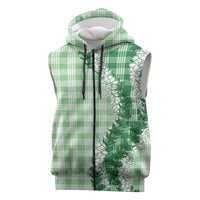 Green Hawaii Palaka Sleeveless Zip Hoodie Hawaiian Honohono Lei LT05 Green - Polynesian Pride