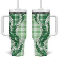 Green Hawaii Palaka Tumbler With Handle Hawaiian Honohono Lei LT05 One Size: 40 oz Green - Polynesian Pride