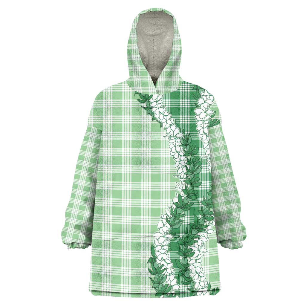 Green Hawaii Palaka Wearable Blanket Hoodie Hawaiian Honohono Lei LT05 One Size Green - Polynesian Pride