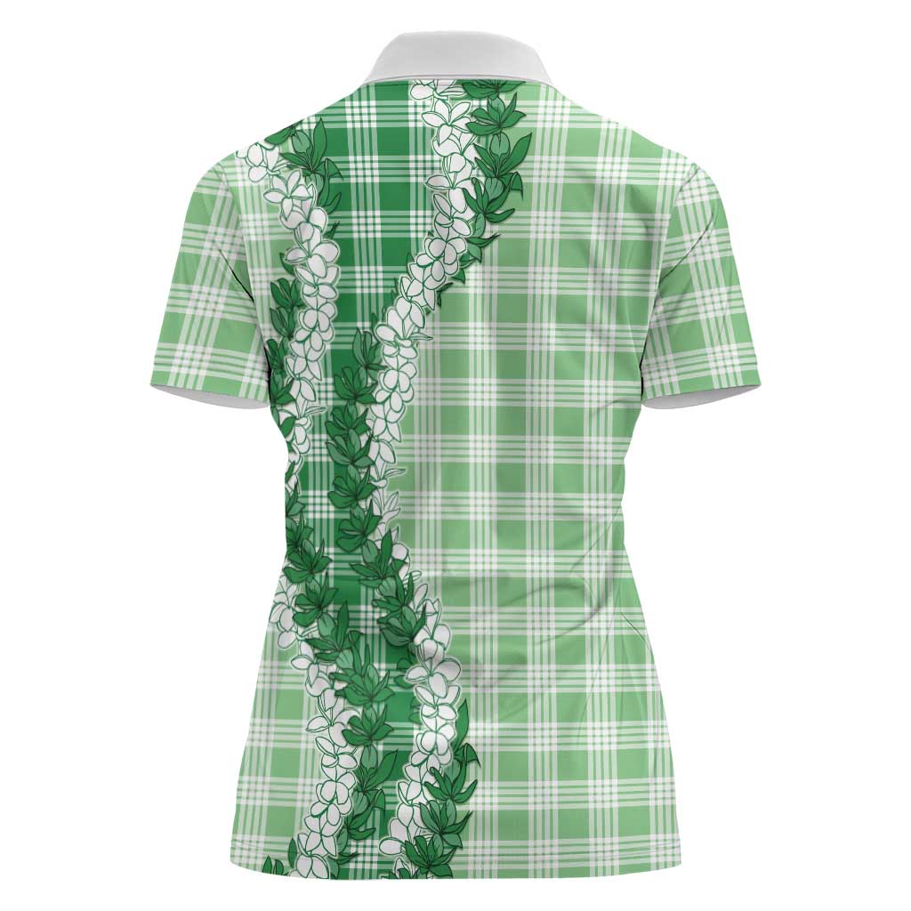 Green Hawaii Palaka Women Polo Shirt Hawaiian Honohono Lei LT05 - Polynesian Pride