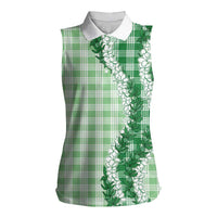 Green Hawaii Palaka Women Sleeveless Polo Shirt Hawaiian Honohono Lei LT05 Female Green - Polynesian Pride