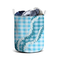 Blue Hawaii Palaka Laundry Basket Hawaiian Honohono Lei