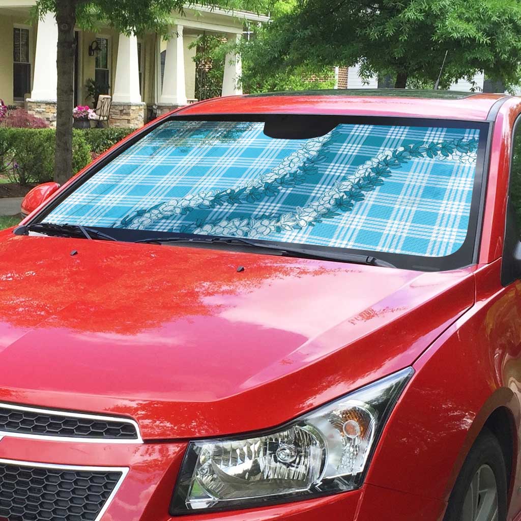 Blue Hawaii Palaka Auto Sun Shade Hawaiian Honohono Lei