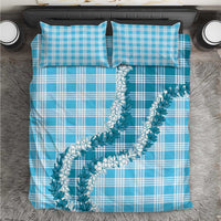 Blue Hawaii Palaka Bedding Set Hawaiian Honohono Lei