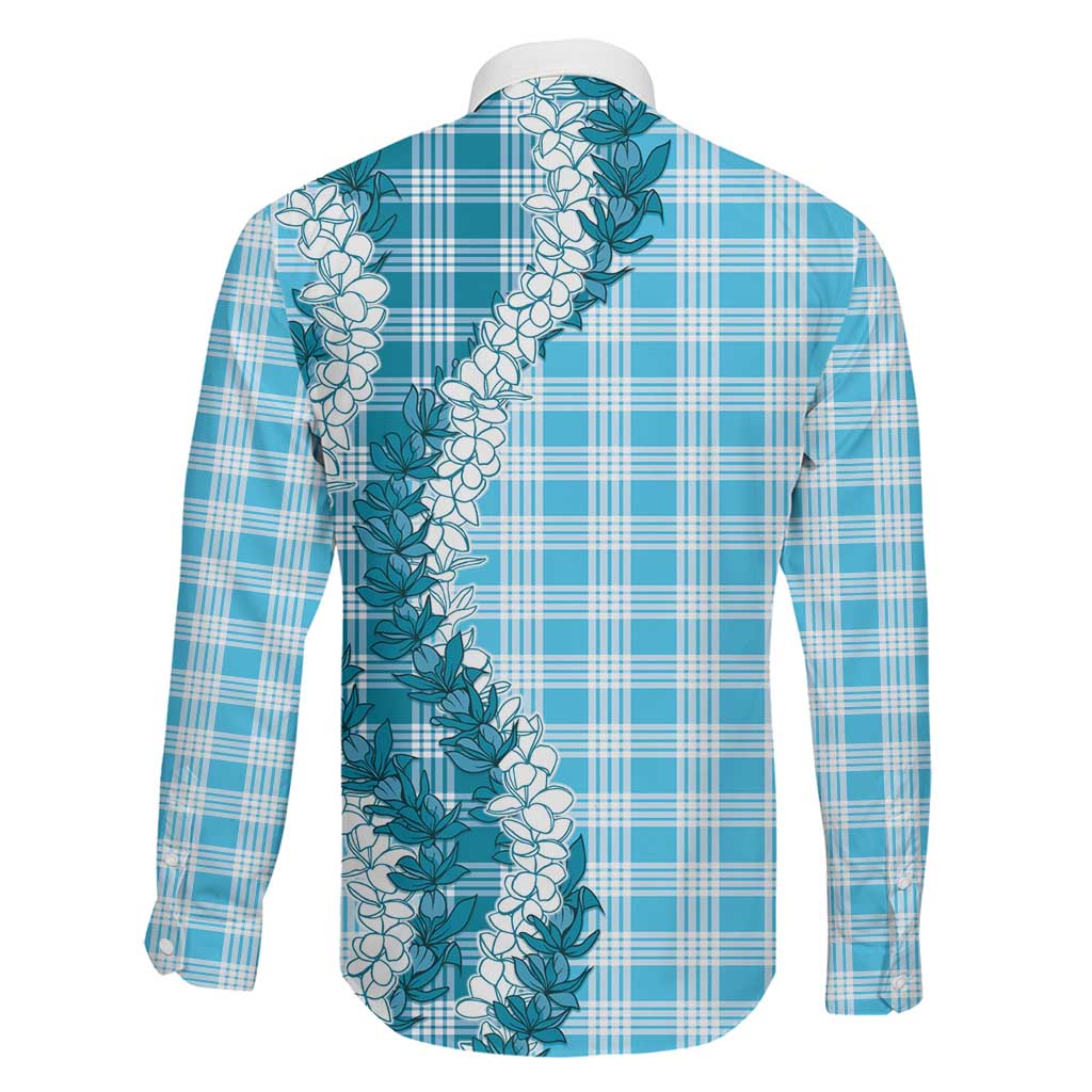 Blue Hawaii Palaka Family Matching Long Sleeve Bodycon Dress and Hawaiian Shirt Hawaiian Honohono Lei LT05 - Polynesian Pride