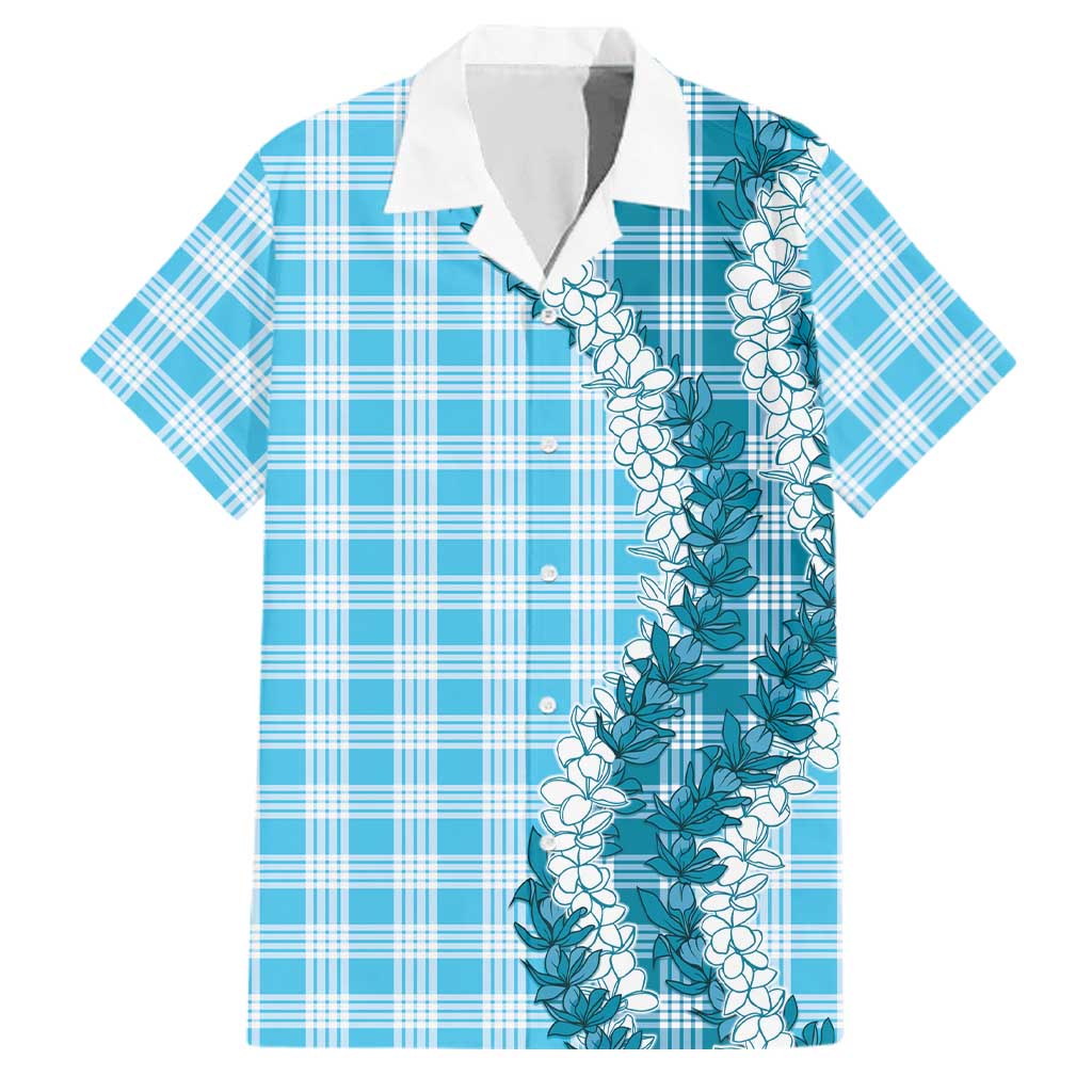 Blue Hawaii Palaka Family Matching Mermaid Dress and Hawaiian Shirt Hawaiian Honohono Lei LT05 Dad's Shirt - Short Sleeve Blue - Polynesian Pride