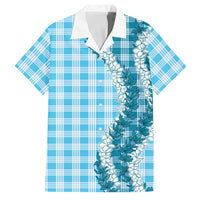 Blue Hawaii Palaka Family Matching Mermaid Dress and Hawaiian Shirt Hawaiian Honohono Lei LT05 Dad's Shirt - Short Sleeve Blue - Polynesian Pride