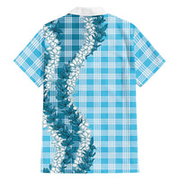 Blue Hawaii Palaka Family Matching Off Shoulder Short Dress and Hawaiian Shirt Hawaiian Honohono Lei LT05 - Polynesian Pride
