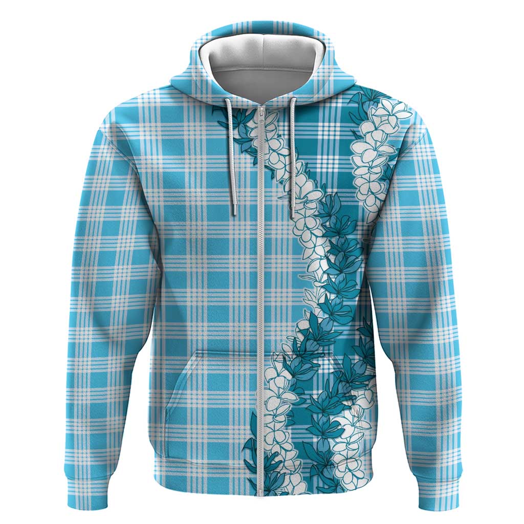 Blue Hawaii Palaka Hoodie Hawaiian Honohono Lei LT05 Zip Hoodie Blue - Polynesian Pride