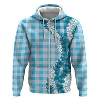 Blue Hawaii Palaka Hoodie Hawaiian Honohono Lei LT05 Zip Hoodie Blue - Polynesian Pride