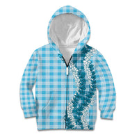 Blue Hawaii Palaka Kid Hoodie Hawaiian Honohono Lei LT05 Zip Hoodie Blue - Polynesian Pride