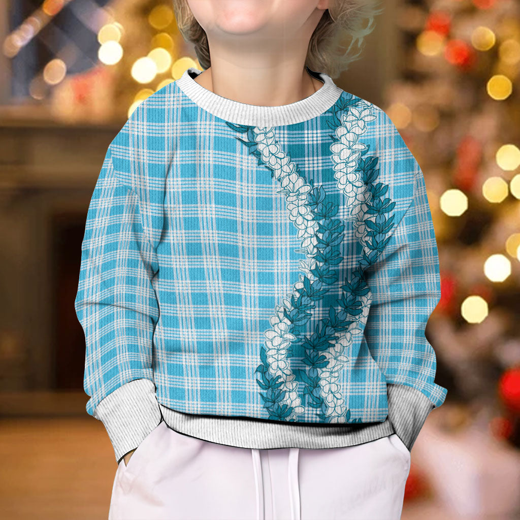 Blue Hawaii Palaka Kid Ugly Christmas Sweater Hawaiian Honohono Lei LT05 - Polynesian Pride