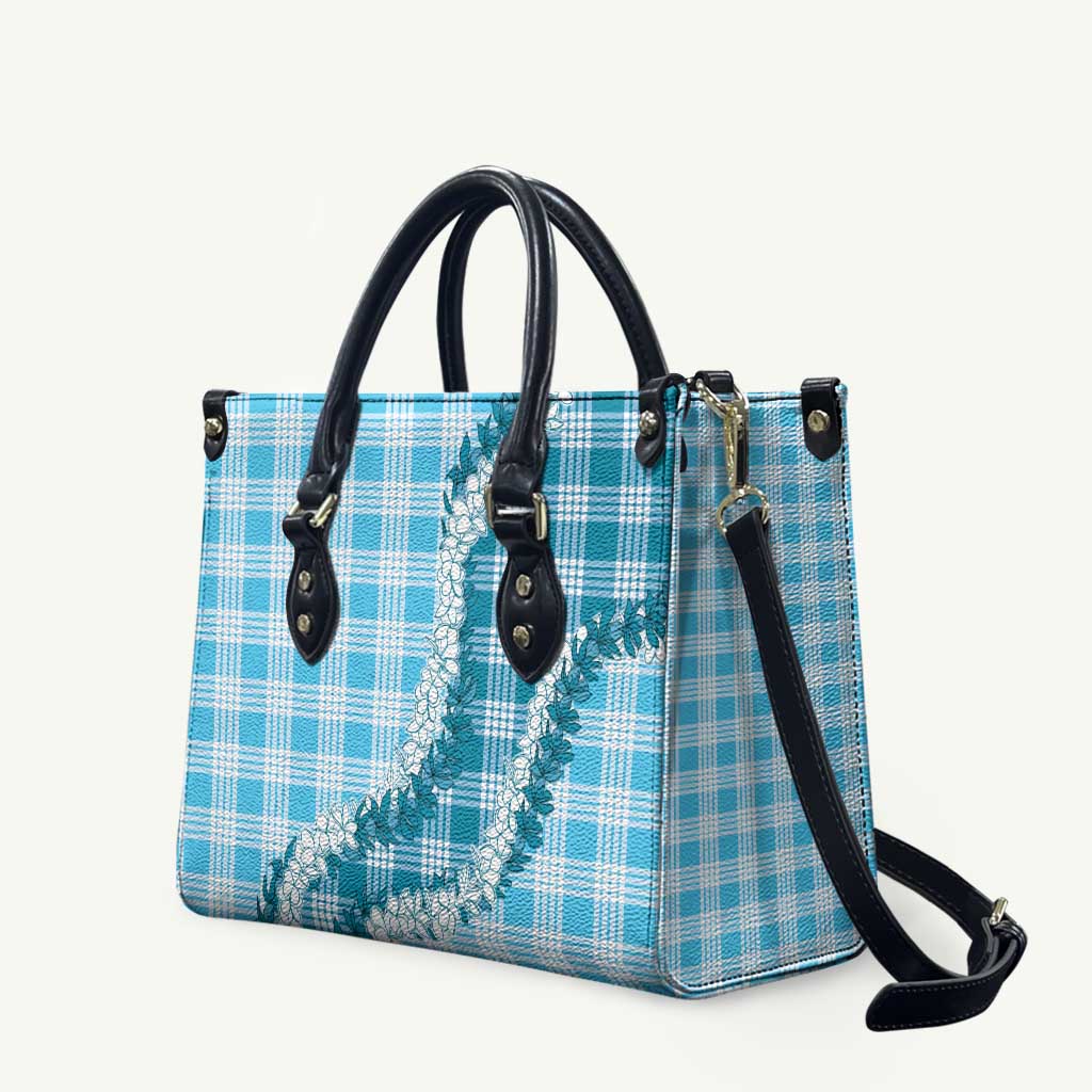Blue Hawaii Palaka Leather Bag Hawaiian Honohono Lei