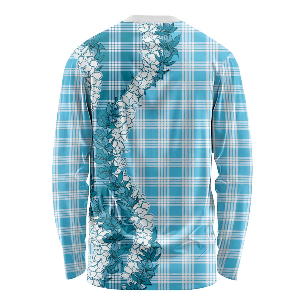 Blue Hawaii Palaka Long Sleeve Shirt Hawaiian Honohono Lei
