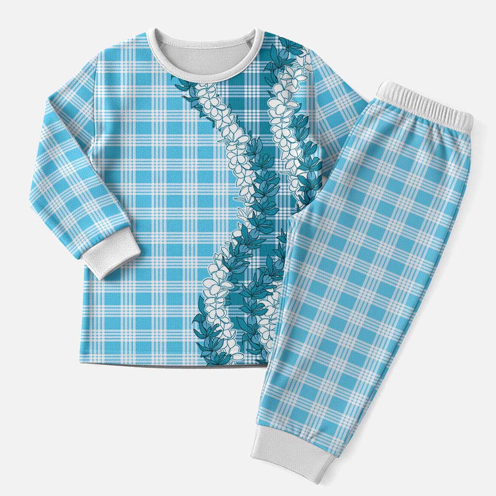 Blue Hawaii Palaka Pajama Set Hawaiian Honohono Lei