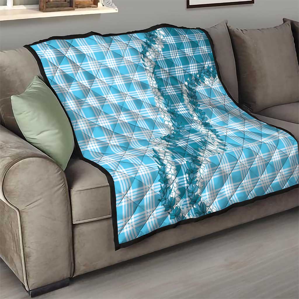 Blue Hawaii Palaka Quilt Hawaiian Honohono Lei