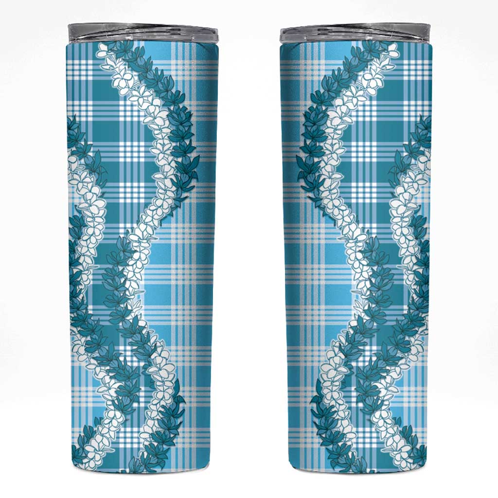 Blue Hawaii Palaka Skinny Tumbler Hawaiian Honohono Lei LT05 Blue - Polynesian Pride