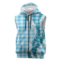 Blue Hawaii Palaka Sleeveless Zip Hoodie Hawaiian Honohono Lei