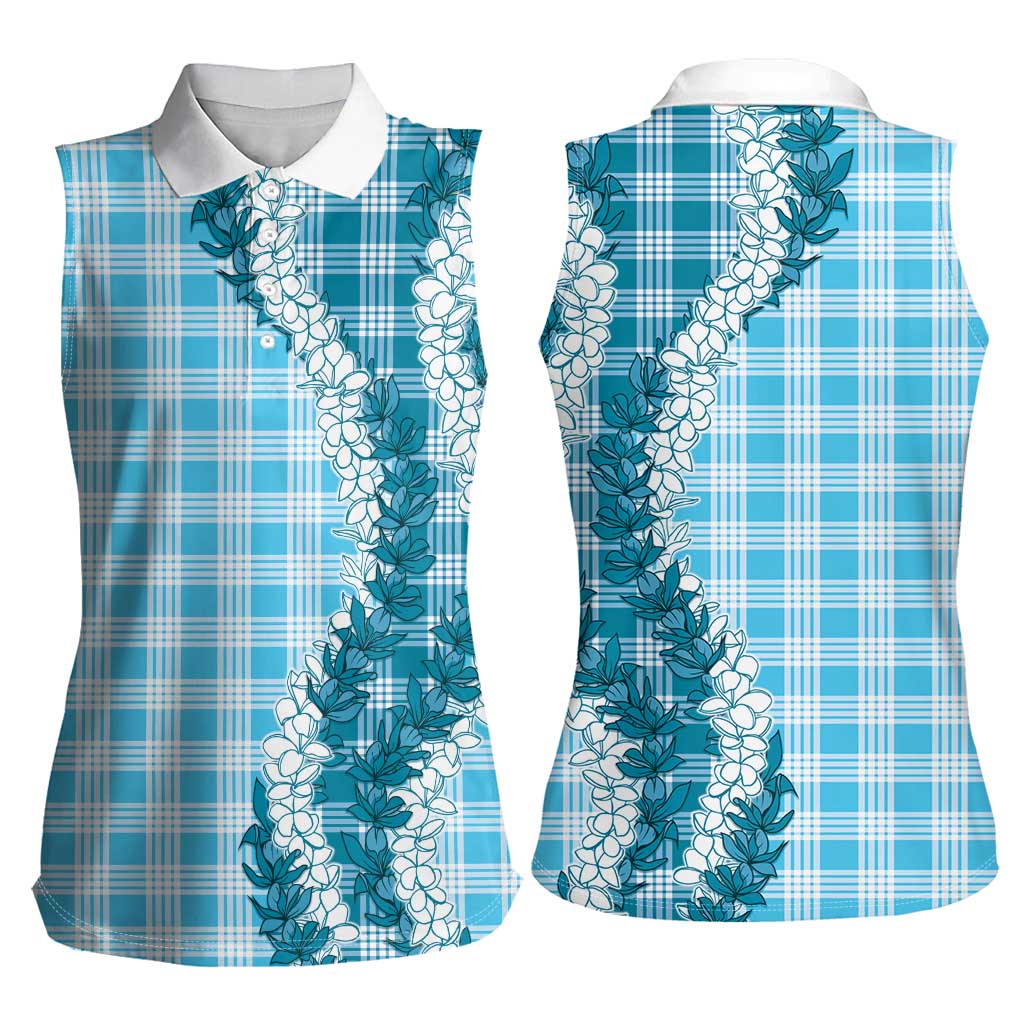 Blue Hawaii Palaka Women Sleeveless Polo Shirt Hawaiian Honohono Lei LT05 - Polynesian Pride