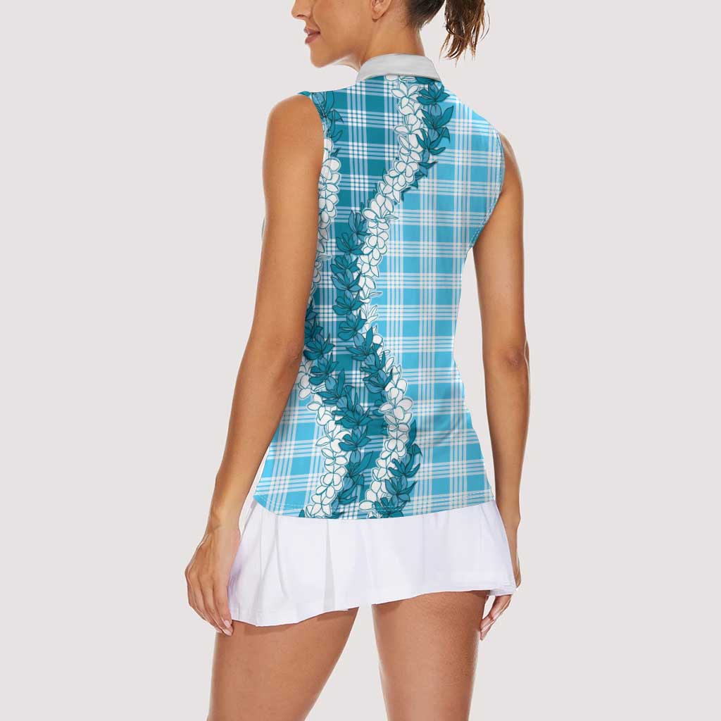 Blue Hawaii Palaka Women Sleeveless Polo Shirt Hawaiian Honohono Lei LT05 - Polynesian Pride