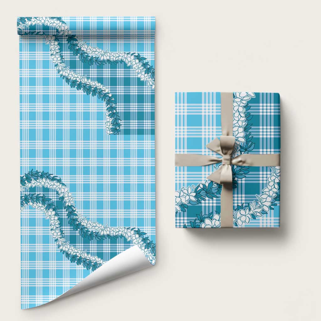 Blue Hawaii Palaka Wrapping Paper Hawaiian Honohono Lei LT05 58" × 23" Blue - Polynesian Pride