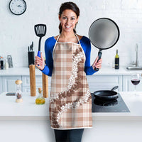 Beige Hawaii Palaka Apron Hawaiian Honohono Lei