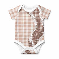 Beige Hawaii Palaka Baby Onesie Hawaiian Honohono Lei