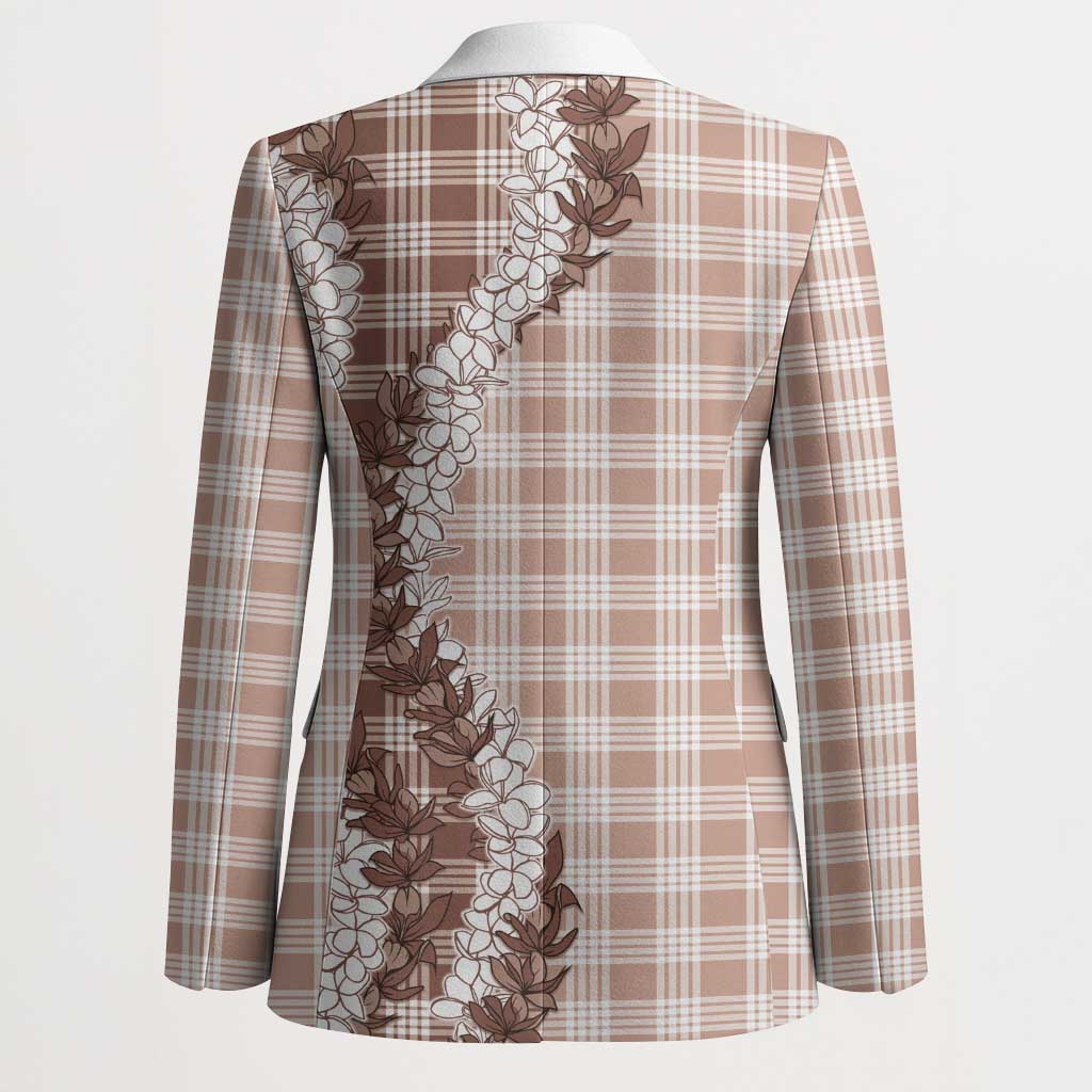 Beige Hawaii Palaka Blazer Hawaiian Honohono Lei