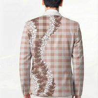 Beige Hawaii Palaka Blazer Hawaiian Honohono Lei