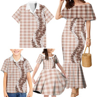 Beige Hawaii Palaka Family Matching Mermaid Dress and Hawaiian Shirt Hawaiian Honohono Lei LT05 - Polynesian Pride