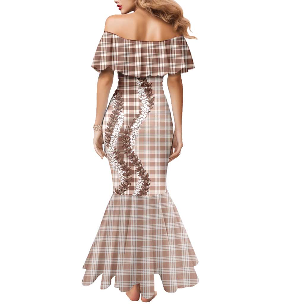 Beige Hawaii Palaka Family Matching Mermaid Dress and Hawaiian Shirt Hawaiian Honohono Lei LT05 - Polynesian Pride