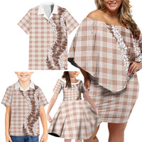 Hawaii Palaka Honohono Lei – Family Matching Off-Shoulder Dress & Hawaiian Shirt – Beige LT05 - Polynesian Pride