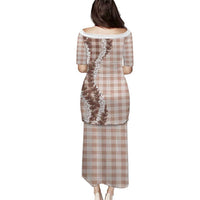 Beige Hawaii Palaka Family Matching Puletasi and Hawaiian Shirt Hawaiian Honohono Lei LT05 - Polynesian Pride