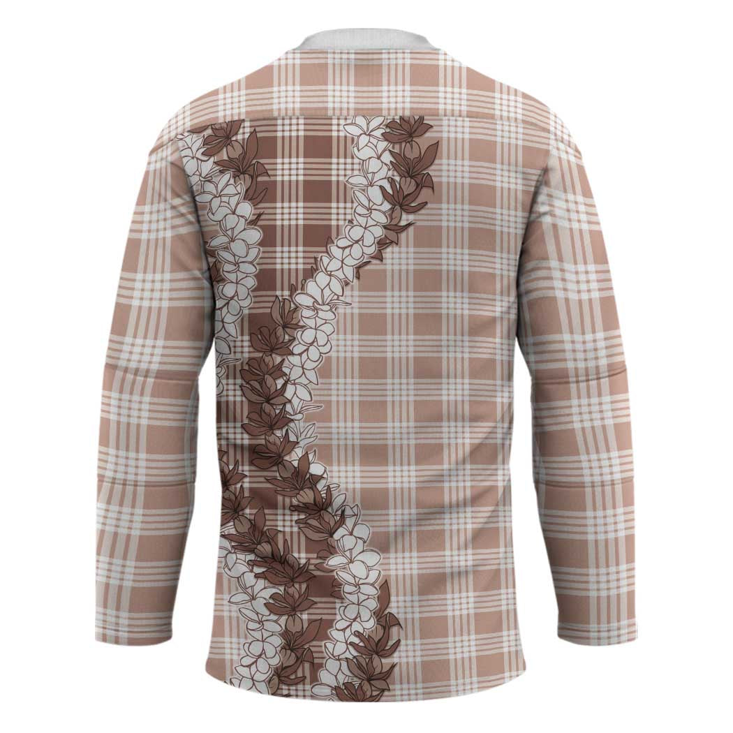 Beige Hawaii Palaka Hockey Jersey Hawaiian Honohono Lei