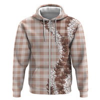 Beige Hawaii Palaka Hoodie Hawaiian Honohono Lei LT05 Zip Hoodie Beige - Polynesian Pride