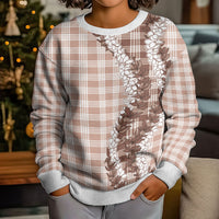 Beige Hawaii Palaka Kid Ugly Christmas Sweater Hawaiian Honohono Lei LT05 - Polynesian Pride