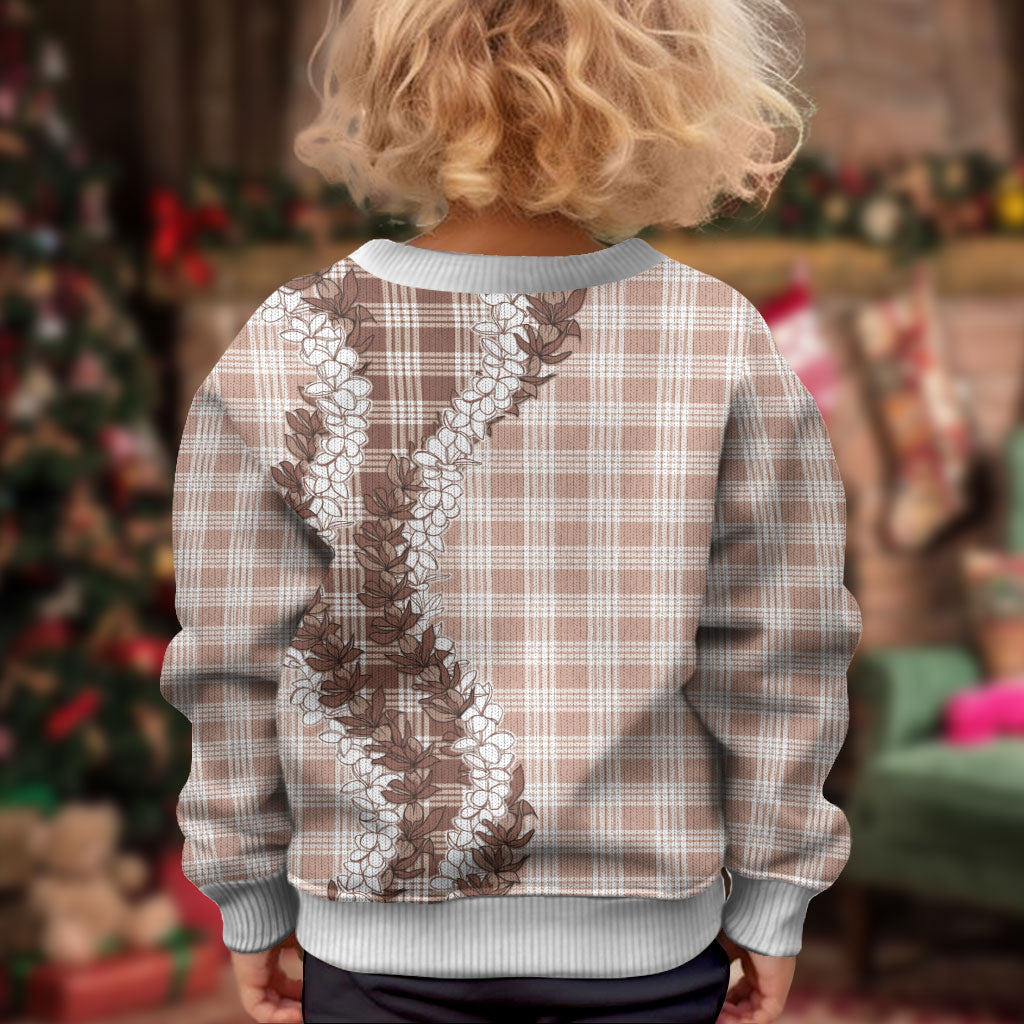 Beige Hawaii Palaka Kid Ugly Christmas Sweater Hawaiian Honohono Lei LT05 - Polynesian Pride