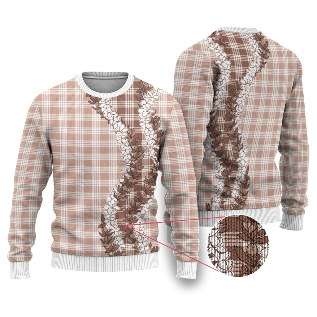 Beige Hawaii Palaka Ugly Christmas Sweater Hawaiian Honohono Lei LT05 Beige - Polynesian Pride
