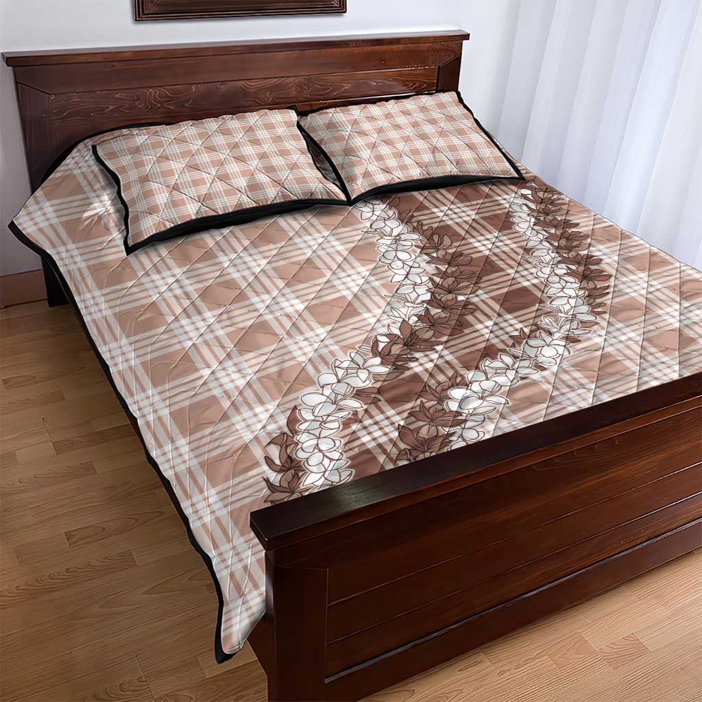 Beige Hawaii Palaka Quilt Bed Set Hawaiian Honohono Lei