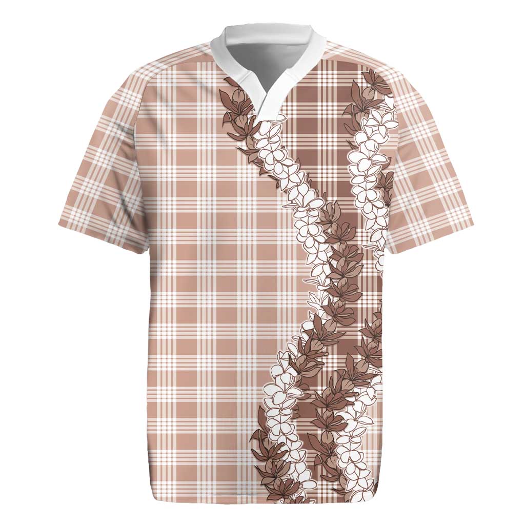 Beige Hawaii Palaka Rugby Jersey Hawaiian Honohono Lei