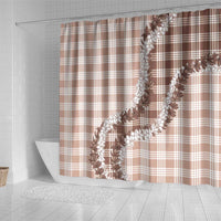 Beige Hawaii Palaka Shower Curtain Hawaiian Honohono Lei