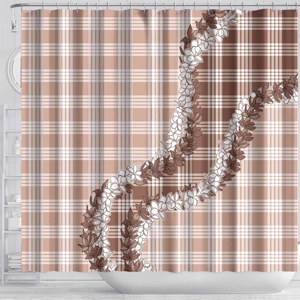 Beige Hawaii Palaka Shower Curtain Hawaiian Honohono Lei