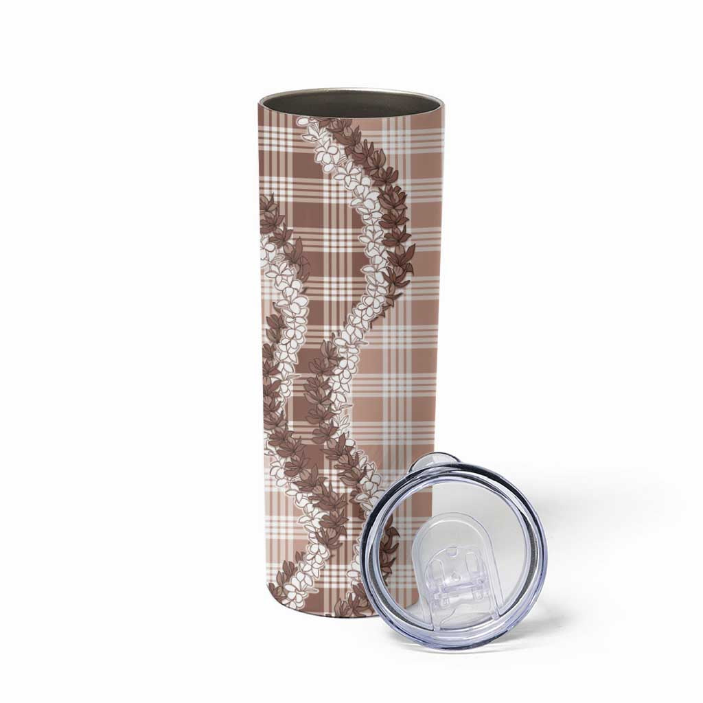 Beige Hawaii Palaka Skinny Tumbler Hawaiian Honohono Lei LT05 - Polynesian Pride