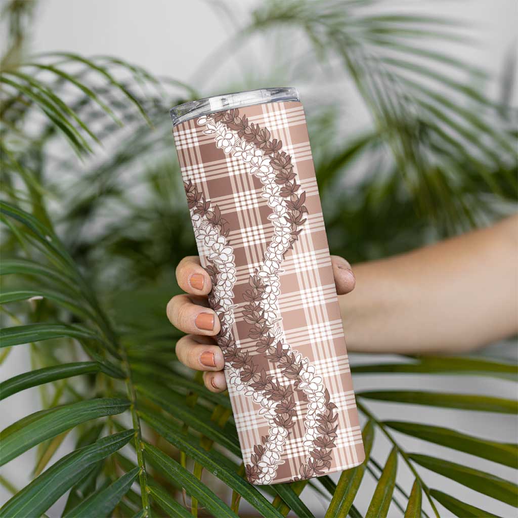 Beige Hawaii Palaka Skinny Tumbler Hawaiian Honohono Lei LT05 - Polynesian Pride