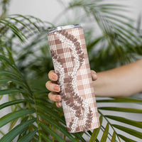 Beige Hawaii Palaka Skinny Tumbler Hawaiian Honohono Lei LT05 - Polynesian Pride