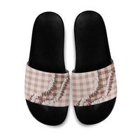 Beige Hawaii Palaka Slide Sandals Hawaiian Honohono Lei