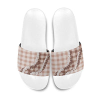 Beige Hawaii Palaka Slide Sandals Hawaiian Honohono Lei